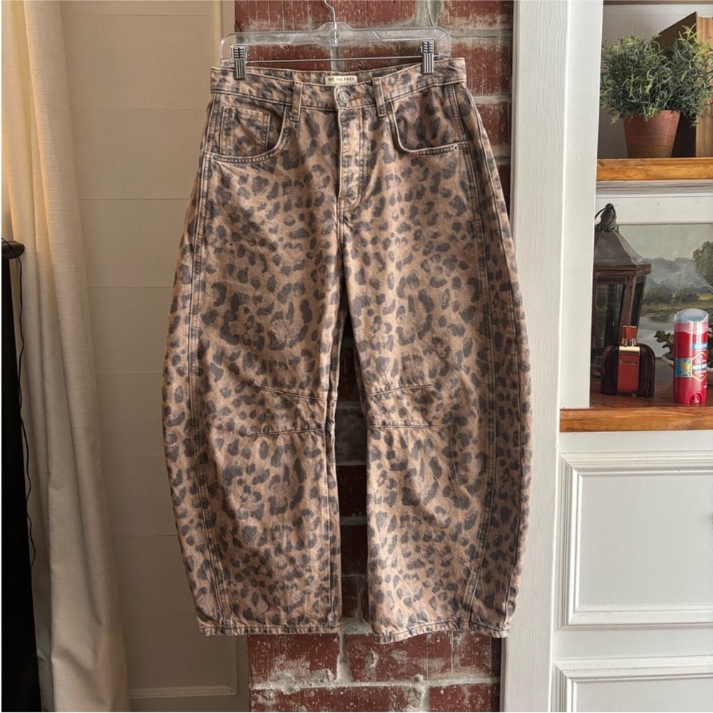 Free People We The Free Leopard Barrel Jeans